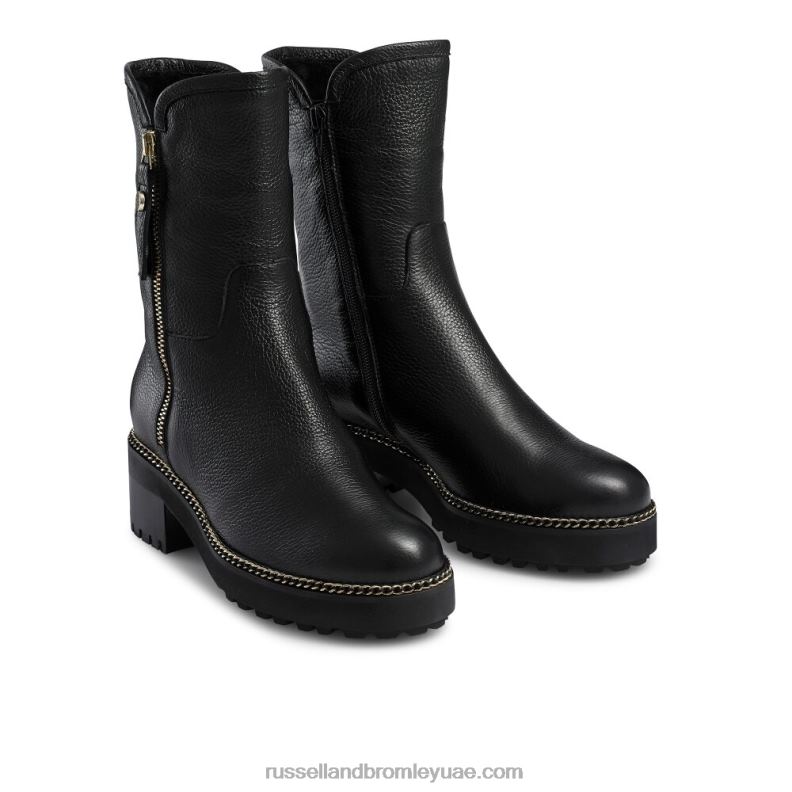 ⁦الجانب الجليدي shearling zip stomper 8840R257 أسود نحيف Russell And Bromley⁩ - الصورة ⁦2⁩