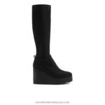 ايفرست هاي درايلكس: حذاء طويل من جلد الغزال 8840R347 أسود نحيف Russell And Bromley