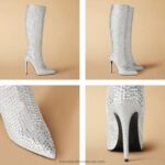 ⁦بقعة ضوء الكريستال التمهيد الركبة عالية 8840R359 فضة نحيف Russell And Bromley⁩ - الصورة ⁦5⁩