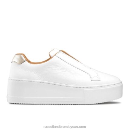 توقف عن حذاء رياضي بدون أربطة 8840R1 أبيض نحيف Russell And Bromley