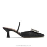 كعب هريرة جوهرة slingback 8840R115 أسود نحيف Russell And Bromley
