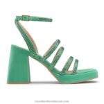 yeahbaby منصة strappy المرصعة بالجواهر 8840R173 أخضر نحيف Russell And Bromley